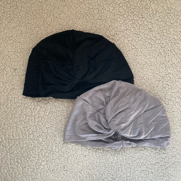 NWOT 2pc Black and Silver Turban - Picture 2 of 6